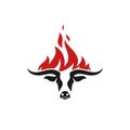 Barbecue grill. Logo. Isolated bull head with fire